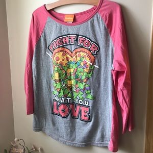 Nickelodeon Pink and Gray Long Sleeve Tee
